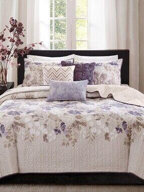 Madison Park Luna Printed Floral 6-Pc. Quilt Set, King/Cal King
